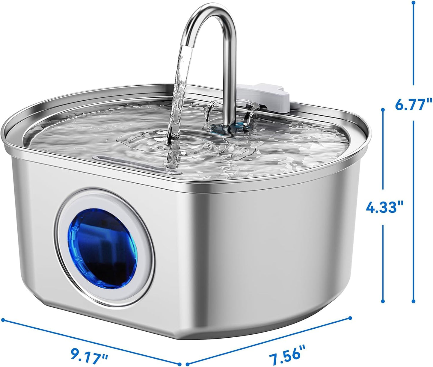 Cat Water Fountain Stainless Steel: 108oz/3.2L Cat Fountain for Drinking- Pet Water Fountain for Cats Dogs