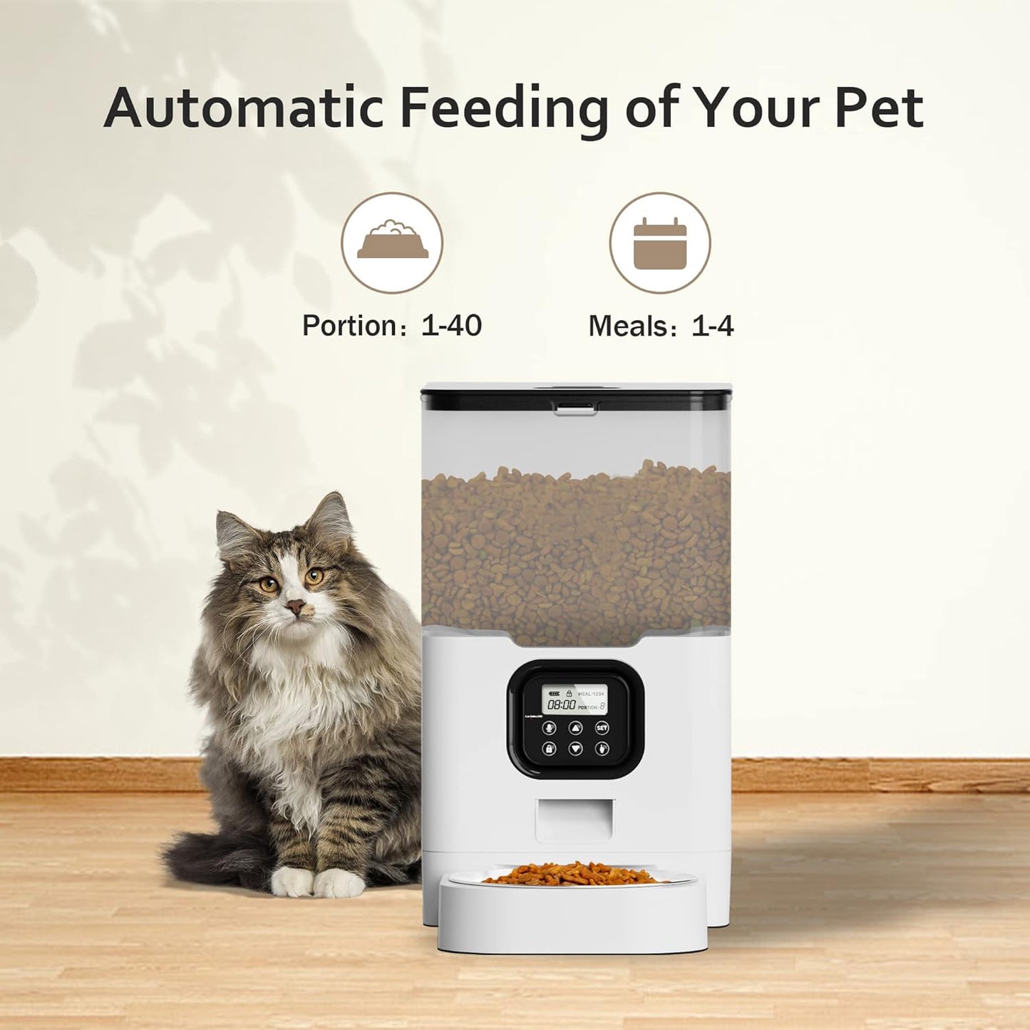 Automatic Cat Feeders - Timed Pet Feeder for Cats and Dogs with Dry Food Dispenser