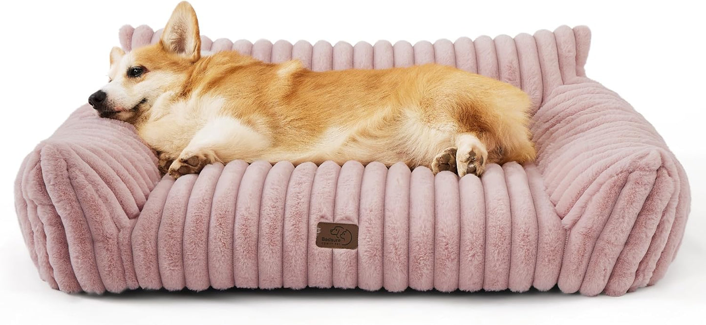 Dog Cat Couch for Pets, Fluffy Dog Beds with Premium Soft Corduroy Fleece