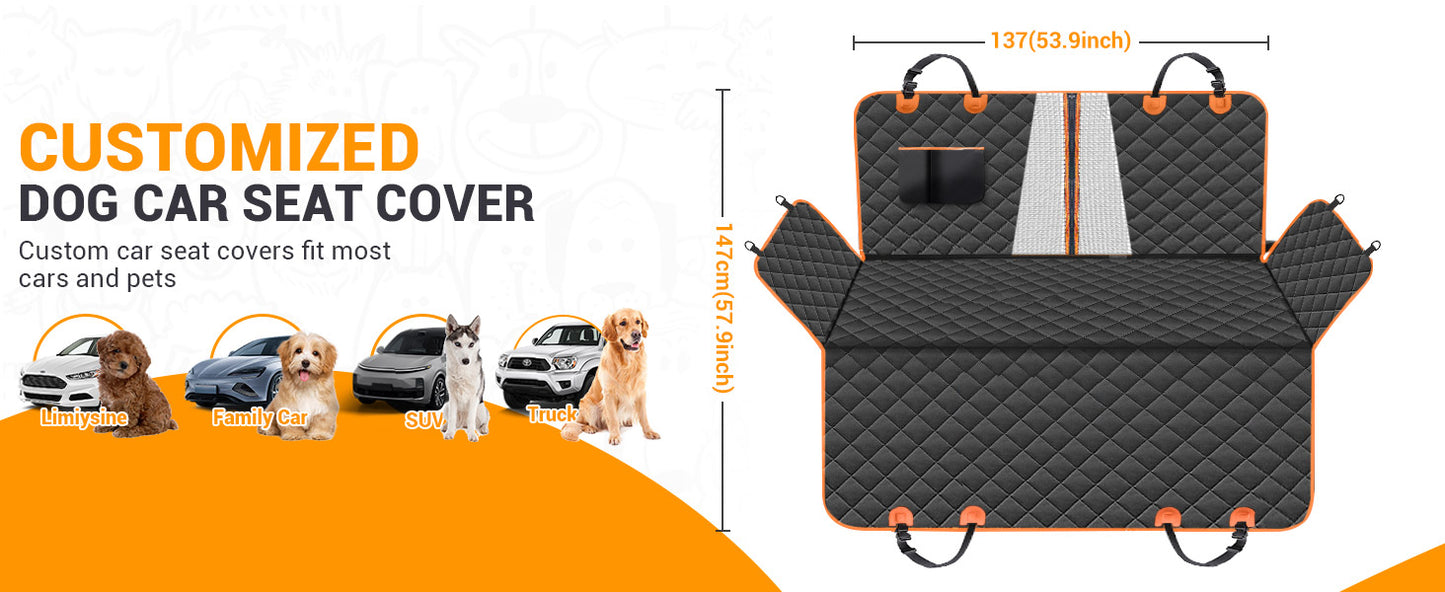 Dog Car Seat Cover, 600D Heavy Durable Dog Seat Cover for Car Back Seat Waterproof