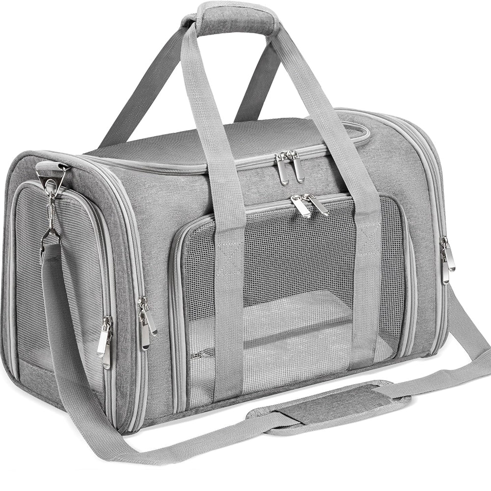Soft-Sided Cat/Dog/Pet Carrier, Collapsible Pets Travel Carriers for Big Cats/Small Dogs
