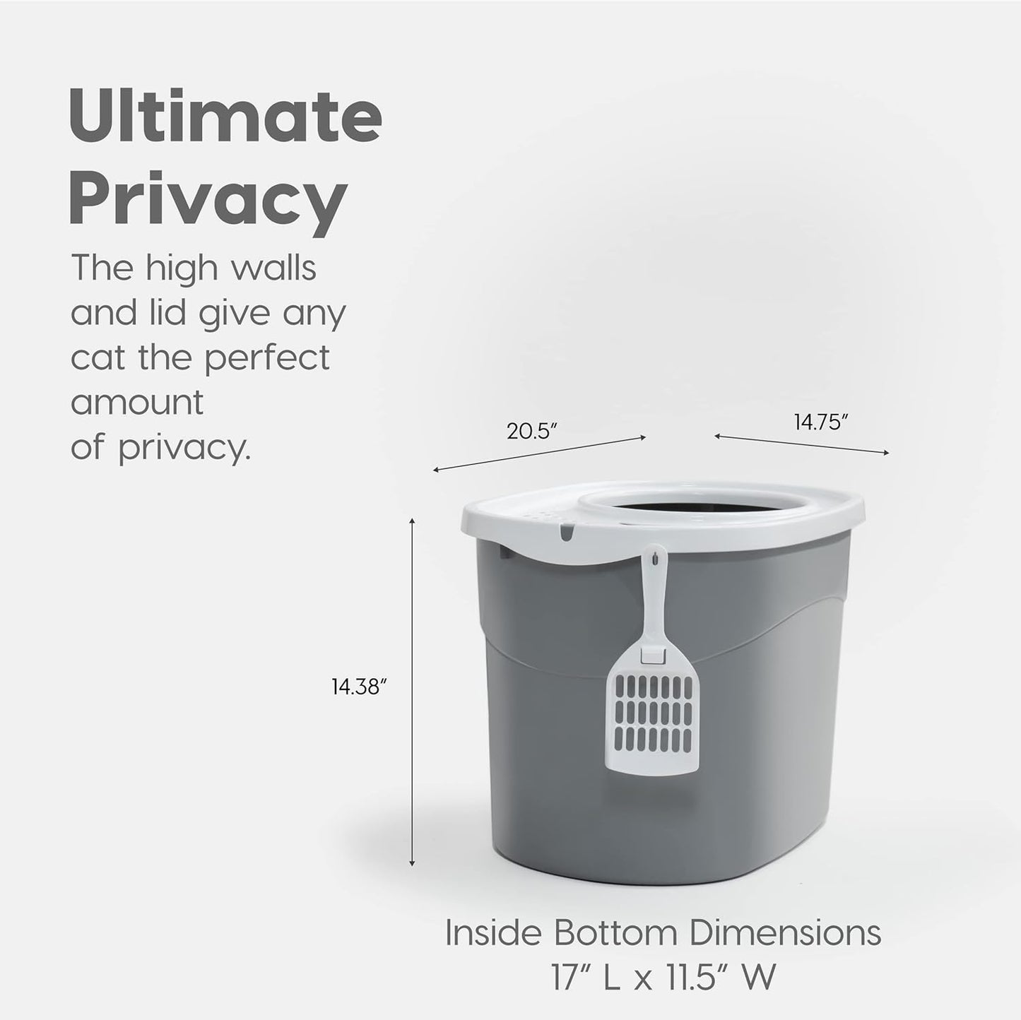 Top Entry Cat Litter Box, Large Enclosed with Litter Catching Lid and Scoop, Dog Proof
