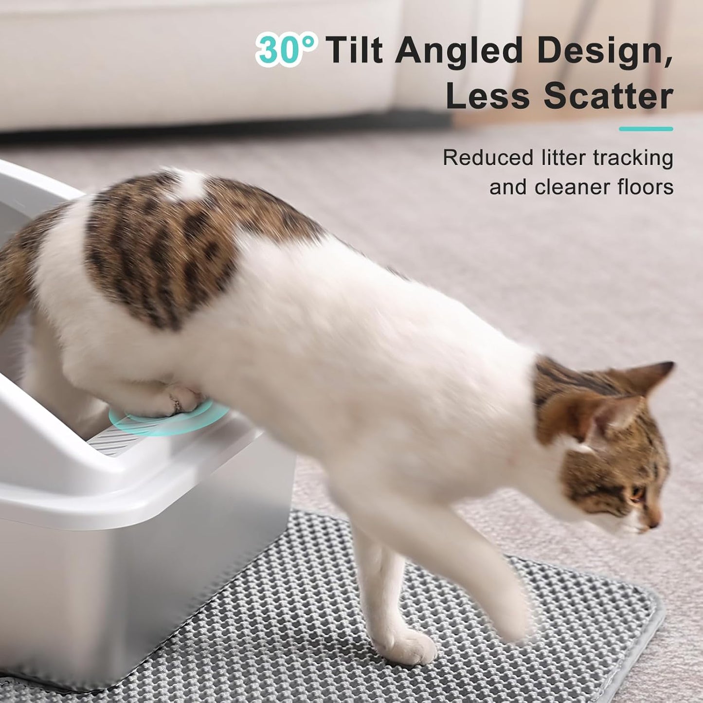 Stainless Steel Litter Box, XL Enclosed Cat Litter Boxs with Lid for Big Cats, High Sided