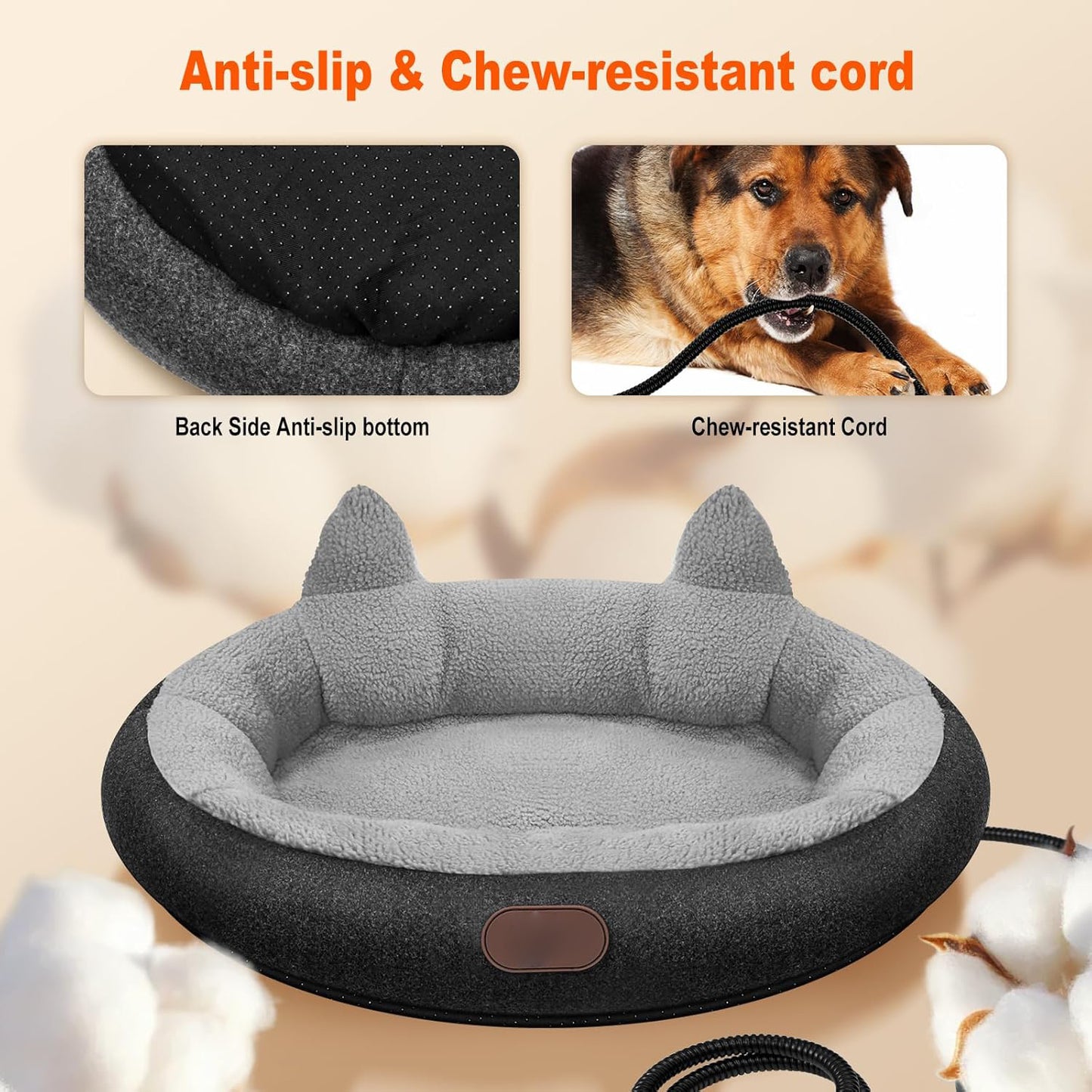 Heated Cat Bed for Small Size Cats, Heated Pet Bed with Timer & Temp Adjustable