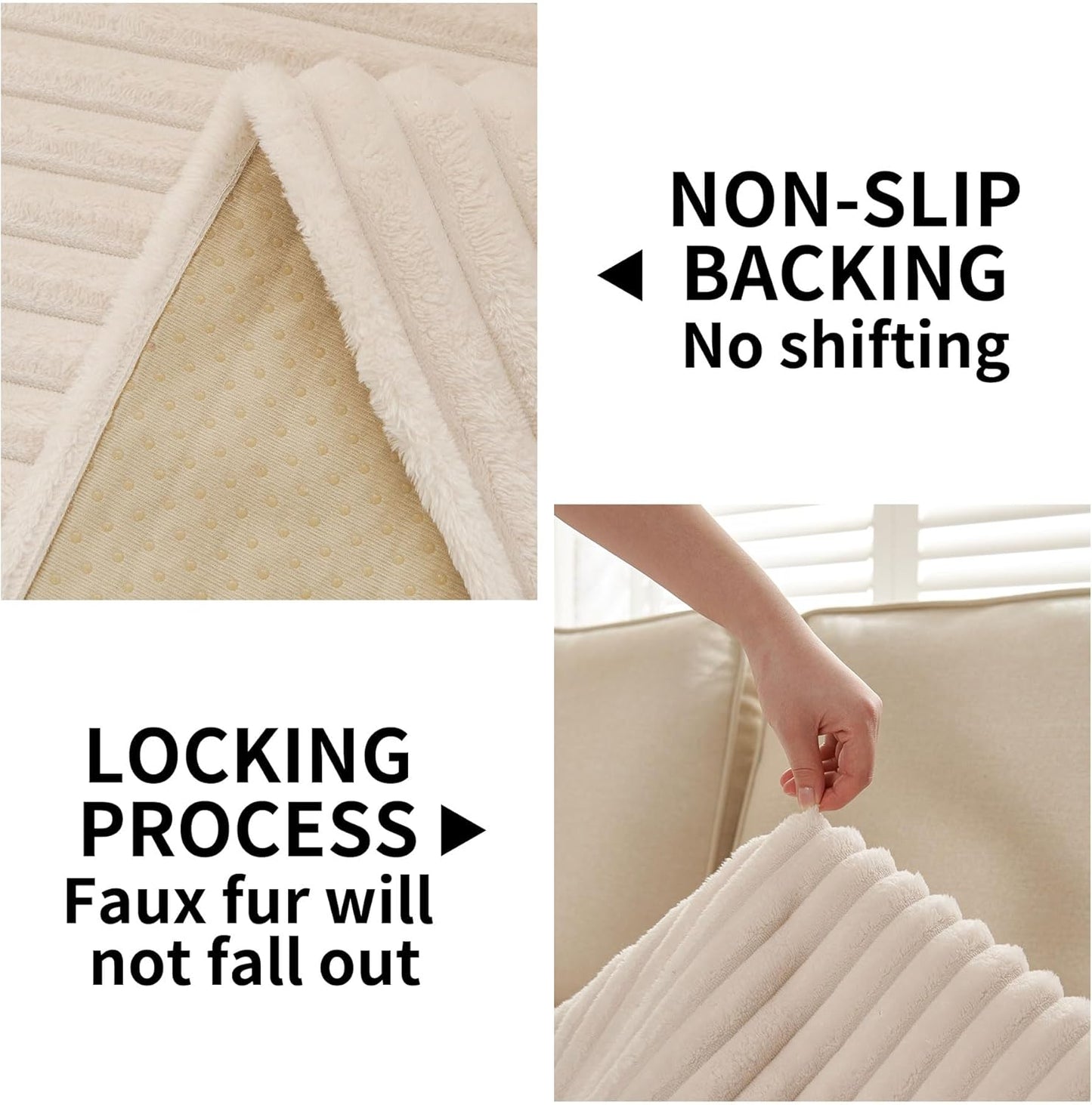 Waterproof Couch Cover for Dogs Cats Washable for 3 Cushion, Fuzzy Pet Couch Covers for Sofa