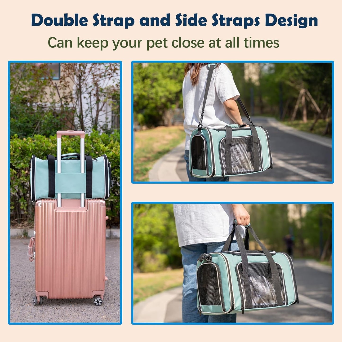 Dog Carrier for Small Medium Pet Carriers Up to15Lbs, Portable Cats Carrier Soft- Sided Puppy Dogs Bag