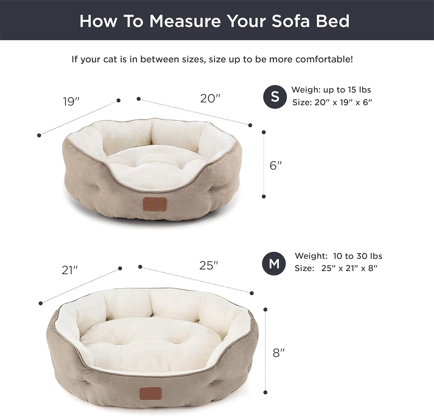 Round Small Dog Cat Beds for Puppy and Kitten with Slip-Resistant Bottom