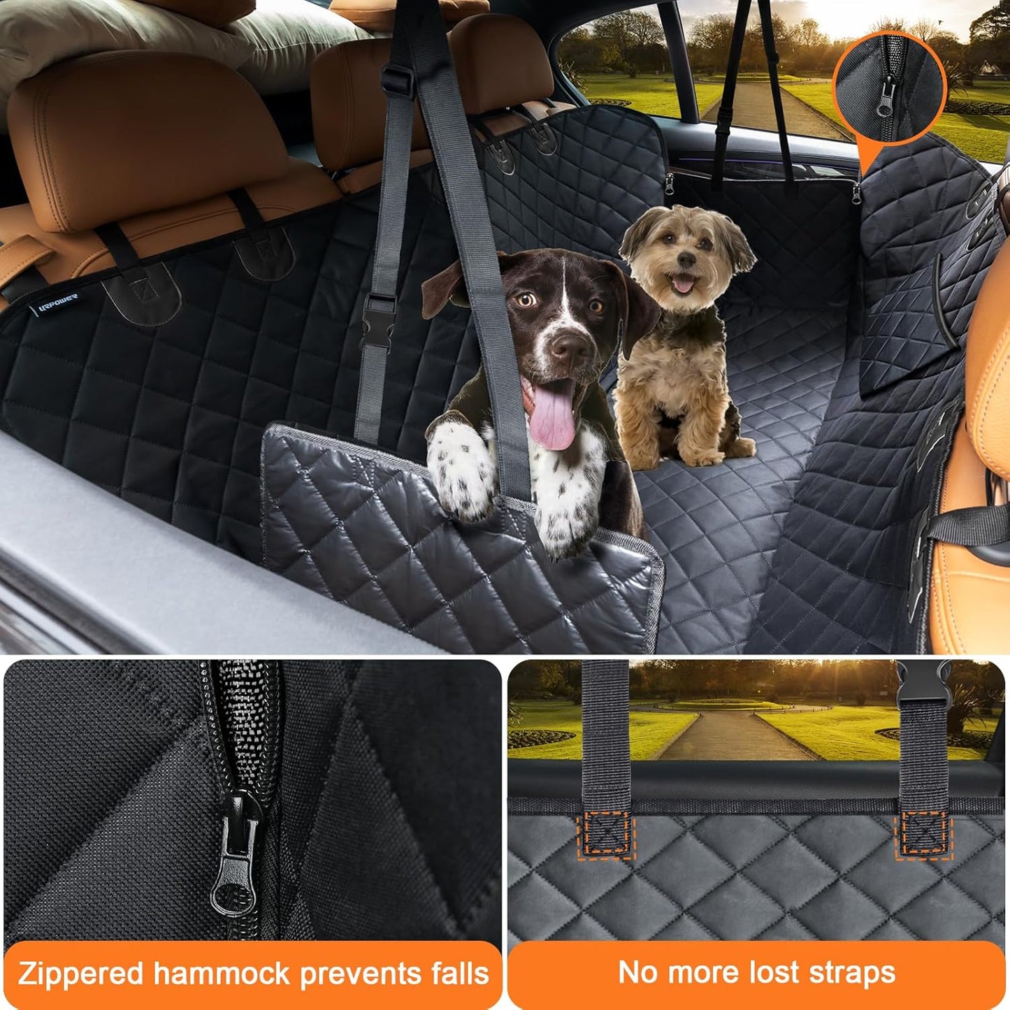 Dog Car Seat Cover for Pets 100% Waterproof Seat Cover Hammock 600D Heavy Duty Scratch Proof Nonslip