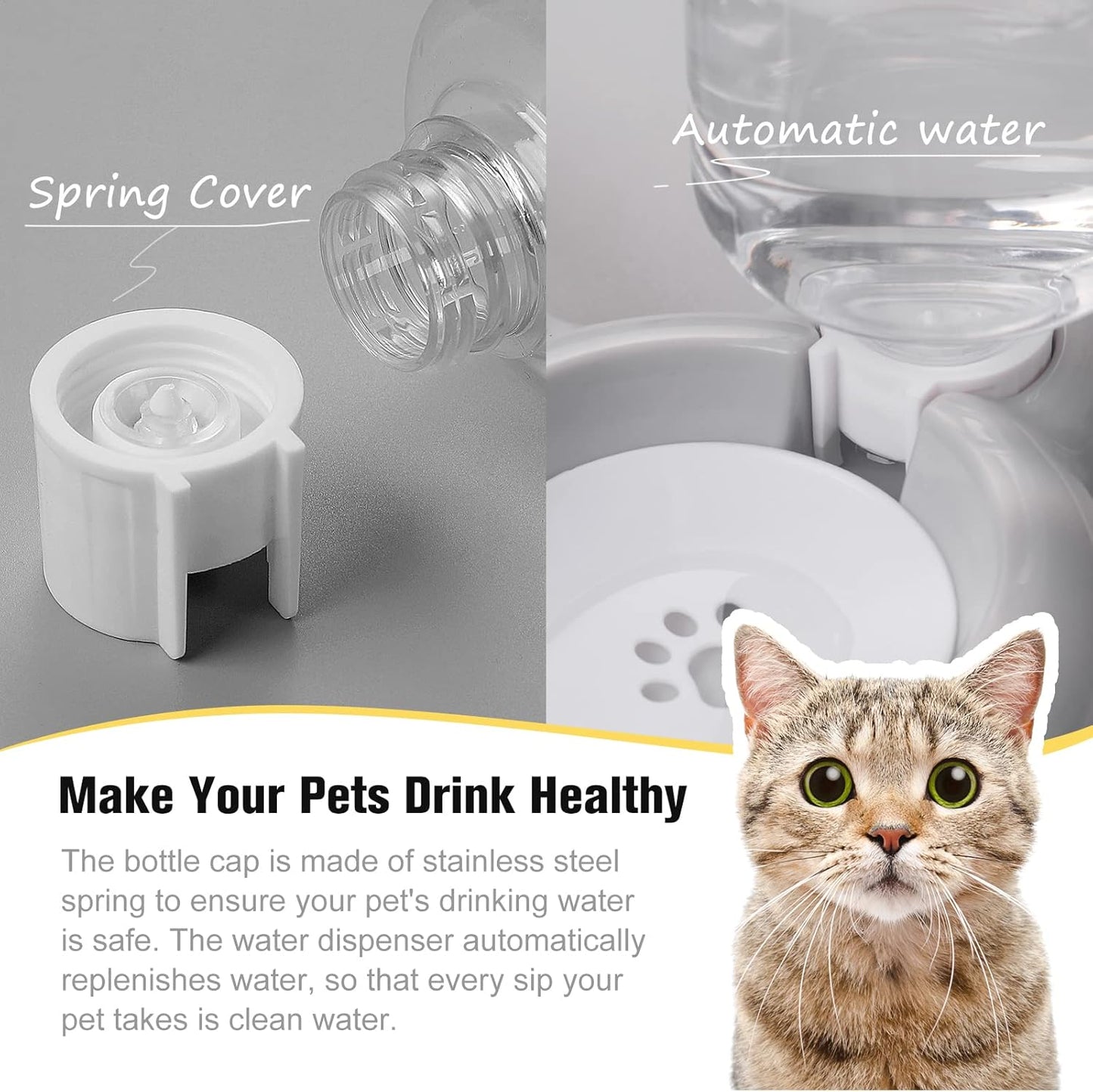 Dog Bowls, Cat Food and Water Bowl Set with Water Dispenser and Stainless Steel Bowl for Cats and Small Dogs