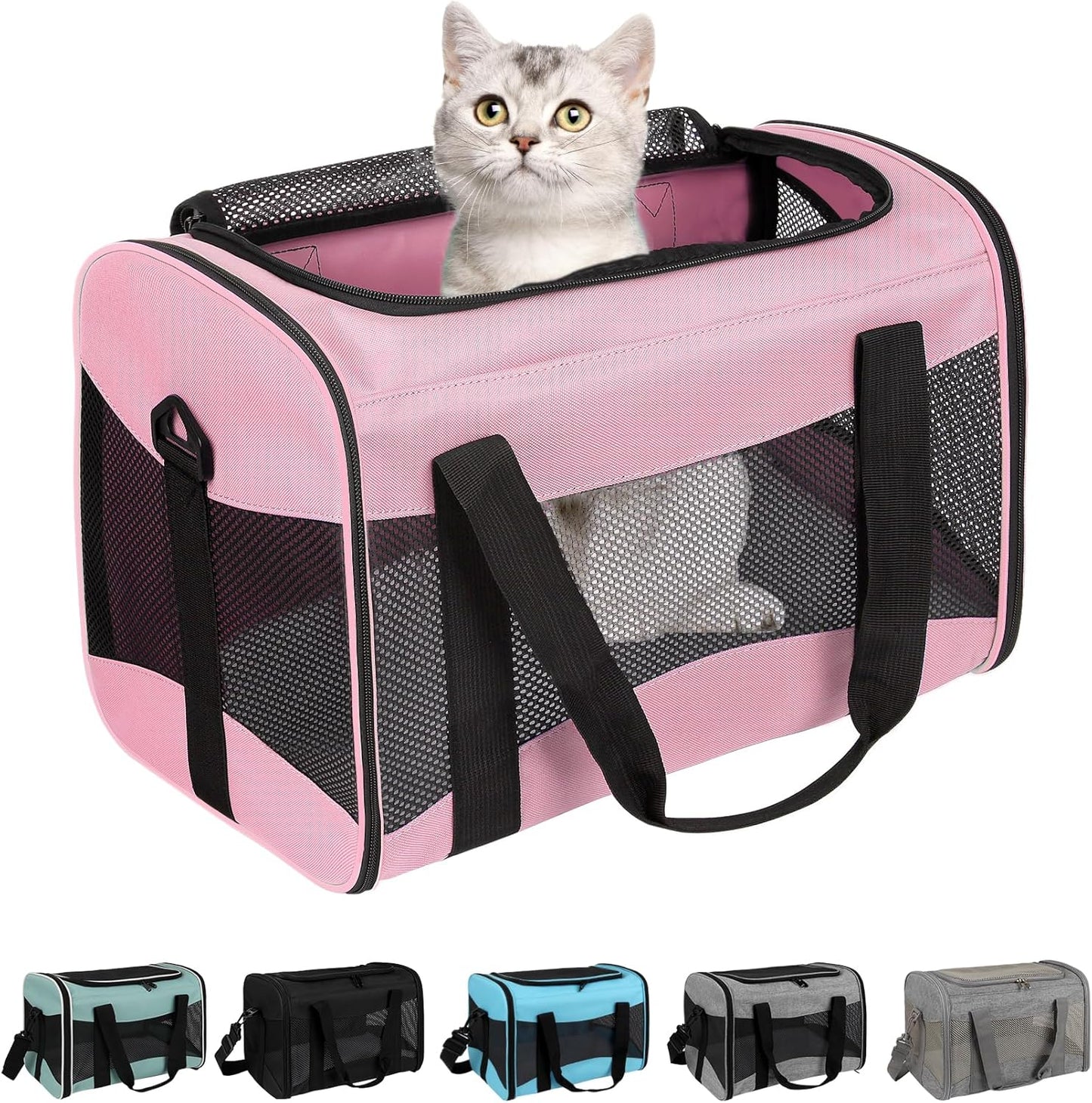 Cat Carrying Case Pet Dog Carrier Soft-Sided Cat Bag Airline Approved, Pet Travel Carrier Up to 15 Lbs