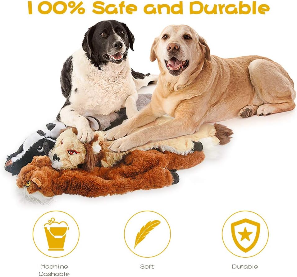 Dog Squeak Toys, No Stuffing Plush Dogs Chew Toy Bundle for Small Medium Large Breed Chewer