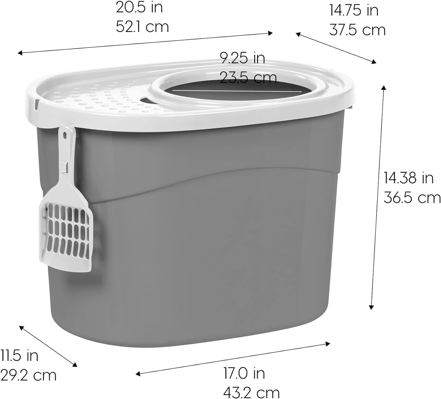 Top Entry Cat Litter Box, Large Enclosed with Litter Catching Lid and Scoop, Dog Proof