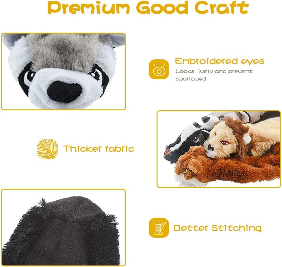 Dog Squeak Toys, No Stuffing Plush Dogs Chew Toy Bundle for Small Medium Large Breed Chewer