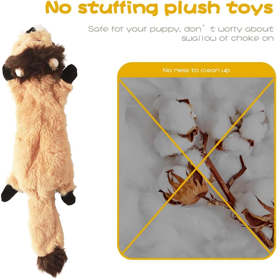 Dog Squeak Toys, No Stuffing Plush Dogs Chew Toy Bundle for Small Medium Large Breed Chewer