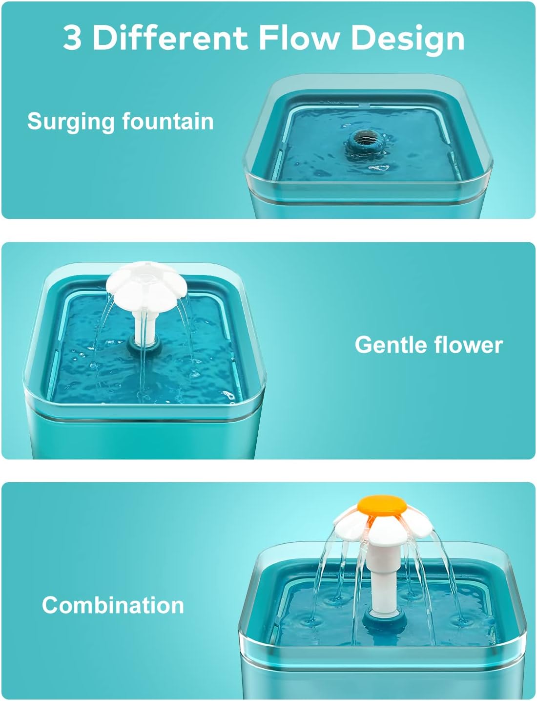 Cat Fountain - Water Fountains for Cats Indoor - 67oz/2L Cat Fountains for Drinking - Pet Water Fountain