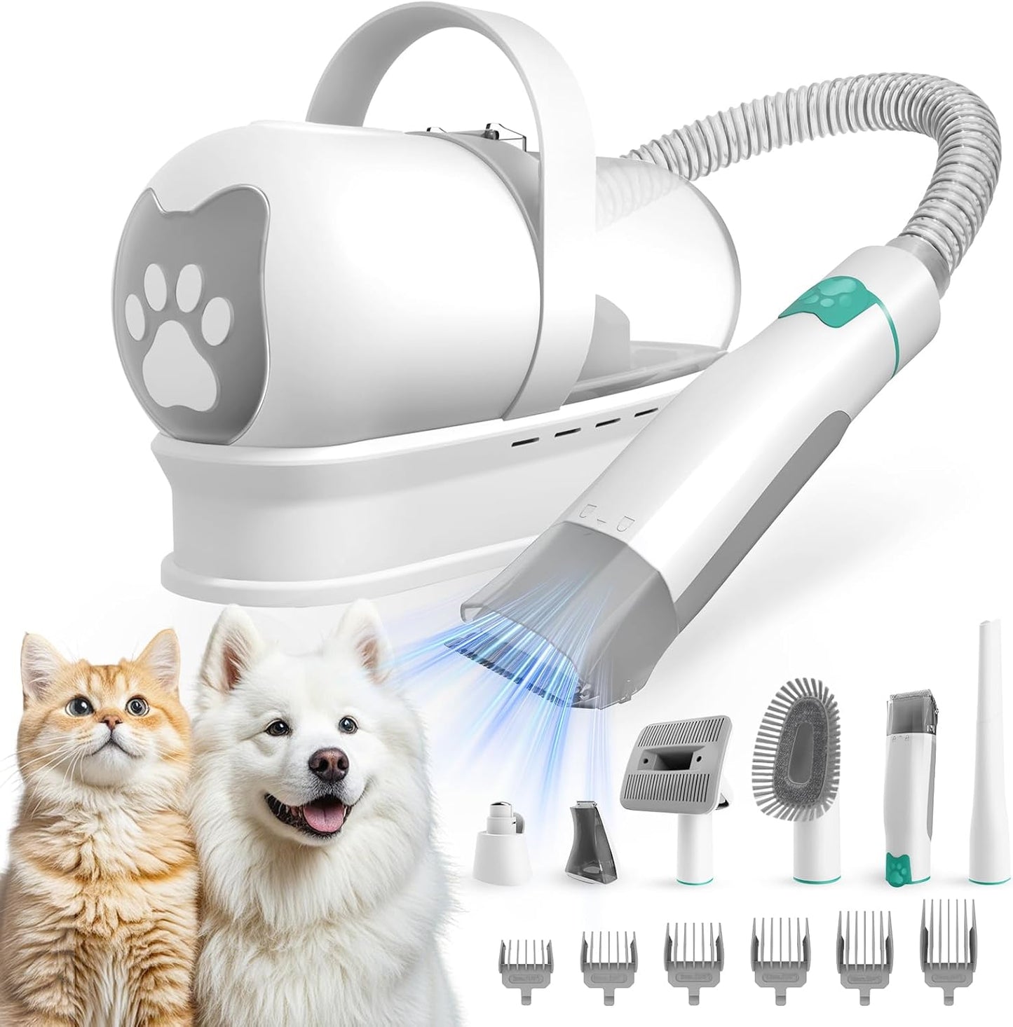 Dog Grooming Kit, Pet Grooming Vacuum with Pet Clipper Nail Grinder with 7 Pet Grooming Tools