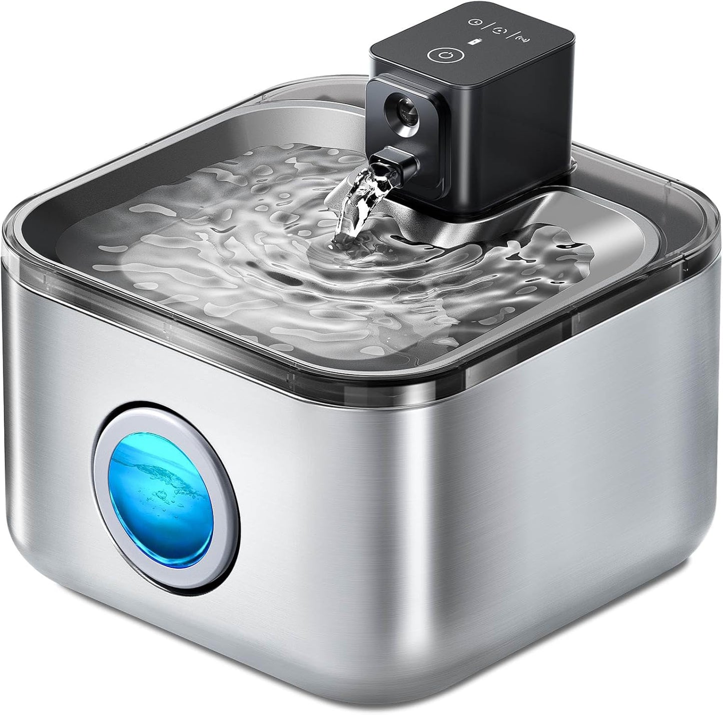 Cat Water Fountain Stainless Steel, 135oz/4L Pet Fountain Battery Operated, Water Dispenser for Cats & Dogs