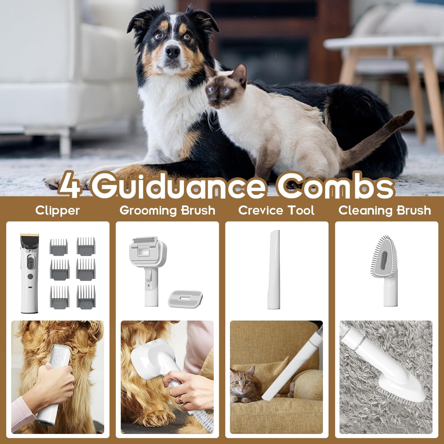 Dog Gromming Vacuum, Pet Grooming Kit with Pet Clipper, Dog Vacuum for Shedding Grooming Tools