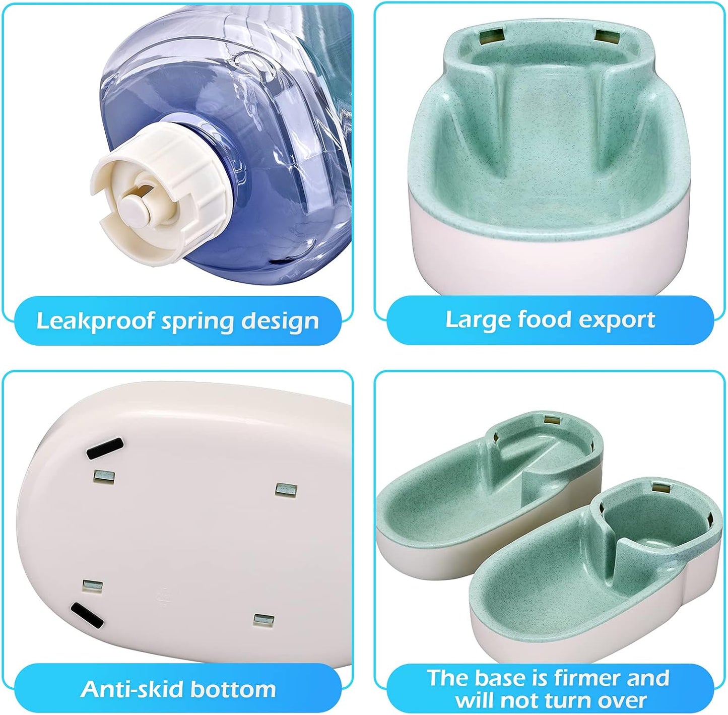 Automatic Dog Cat Feeder and Water Dispenser Gravity Food Feeder and Waterer Set