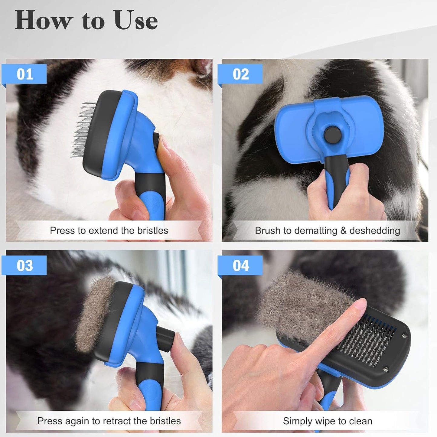 Self Cleaning Slicker Pet Brush - Skin Friendly Deshedding Grooming Tool for Dogs & Cats