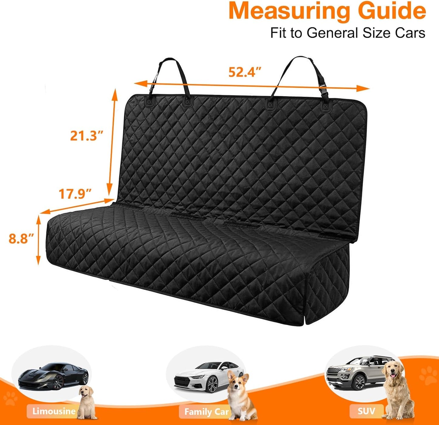 Waterproof Scratchproof Pet Dog Bench Seat Covers for Cars, Trucks, SUVs, Nonslip Durable
