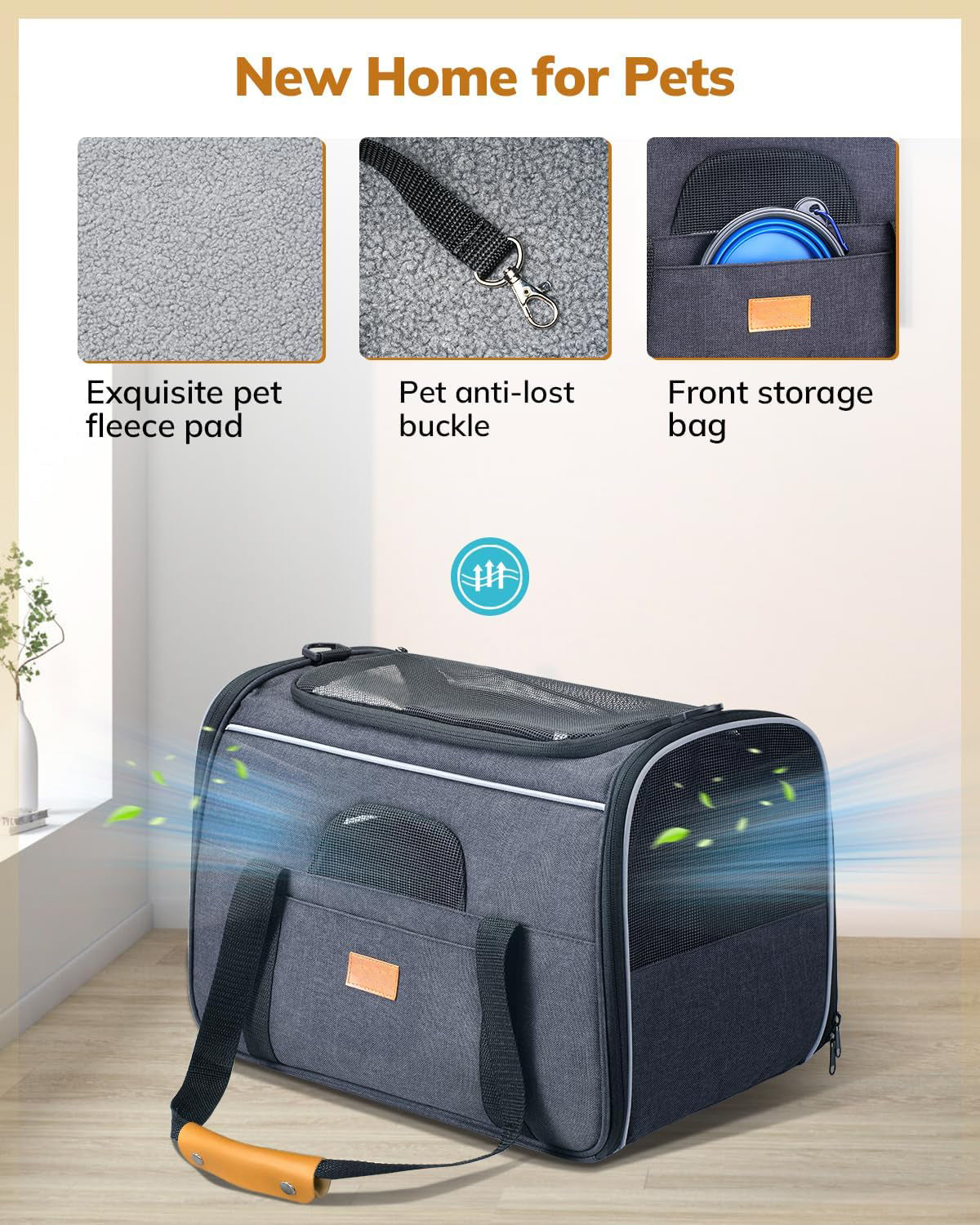 Soft Sided Cat Dog Carrier Large for Big Medium Cats and Puppy up to 18lbs, Pet Carrier with Safety Zippers