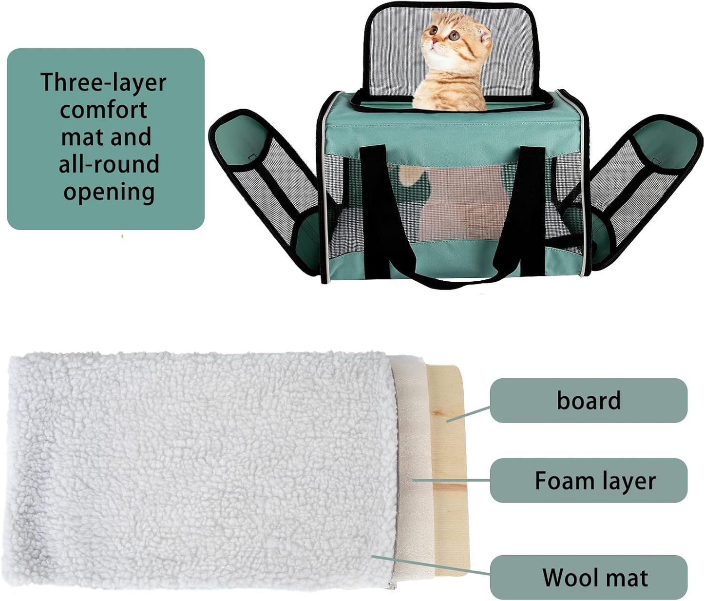 Cat Carrying Case Pet Dog Carrier Soft-Sided Cat Bag Airline Approved, Pet Travel Carrier Up to 15 Lbs