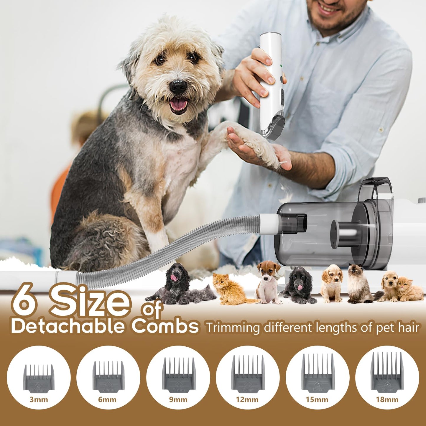 Dog Gromming Vacuum, Pet Grooming Kit with Pet Clipper, Dog Vacuum for Shedding Grooming Tools