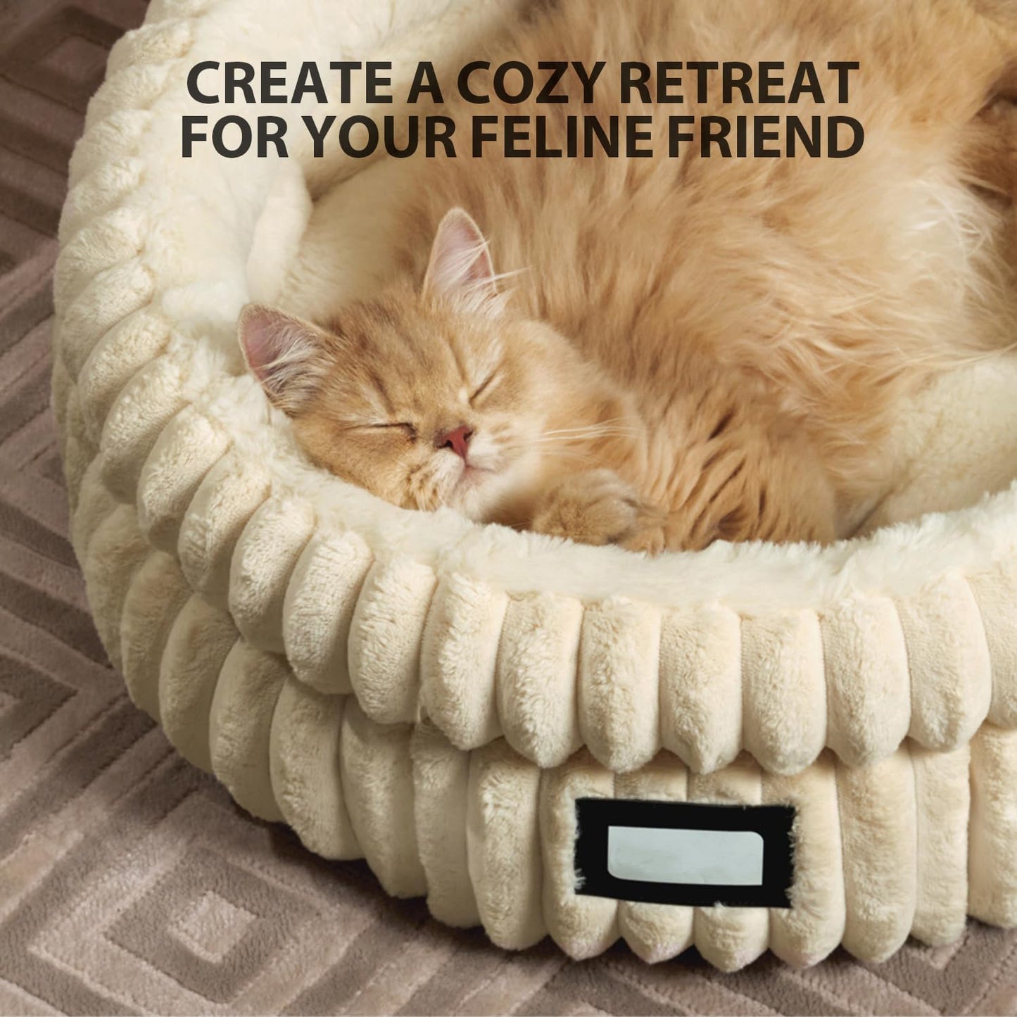 Washable Round Pet Bed for Dog Cat, Soft Plush Faux Fur and Anti-Slip