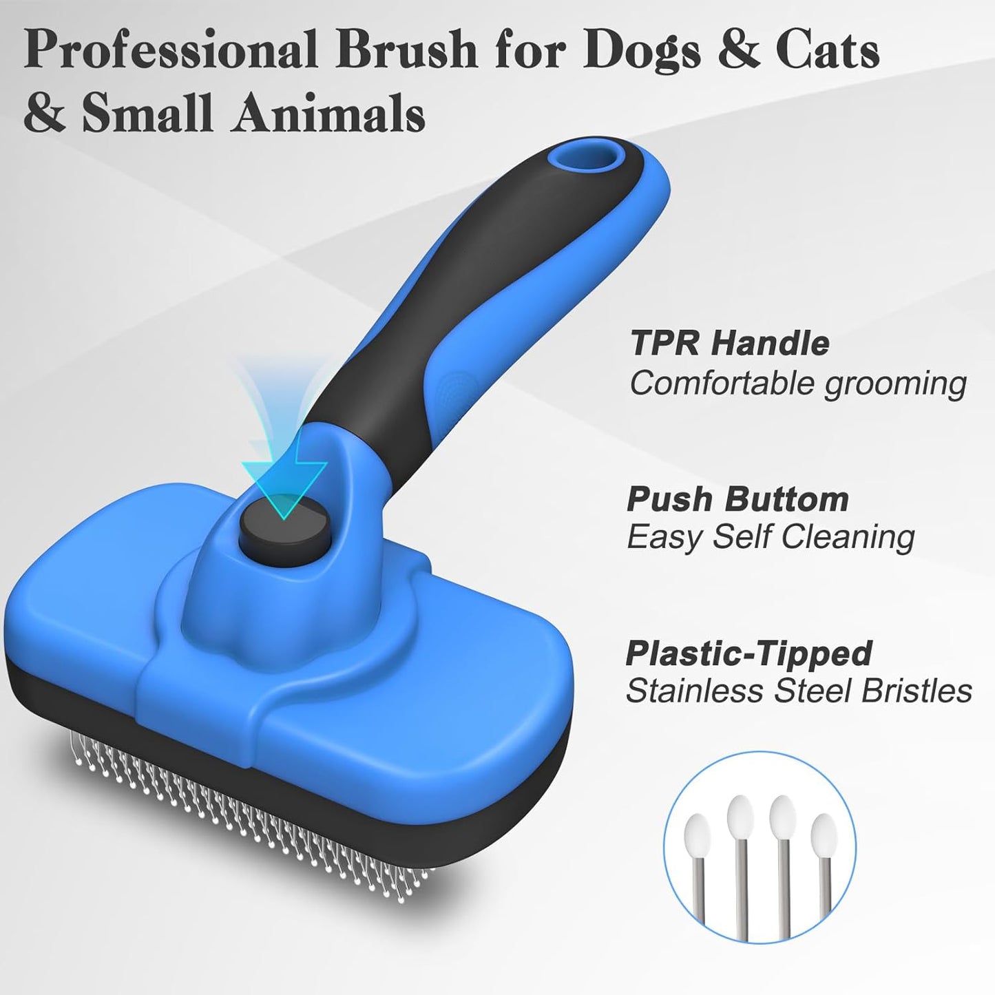 Self Cleaning Slicker Pet Brush - Skin Friendly Deshedding Grooming Tool for Dogs & Cats