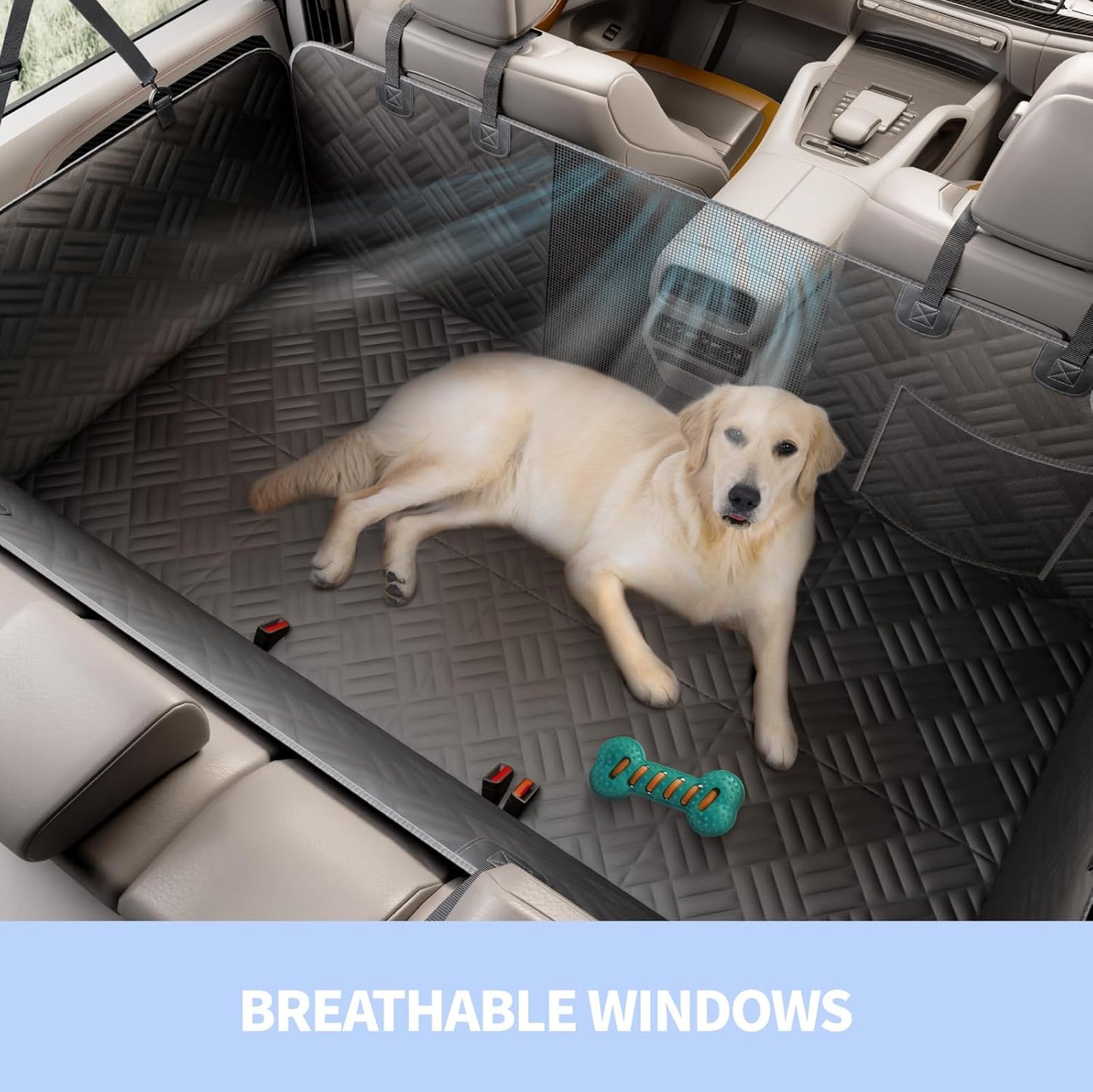 Dog Car Seat Cover for Back Seat, Hard Bottom Extender for Dogs, Holds 400lbs, 600D Heavy