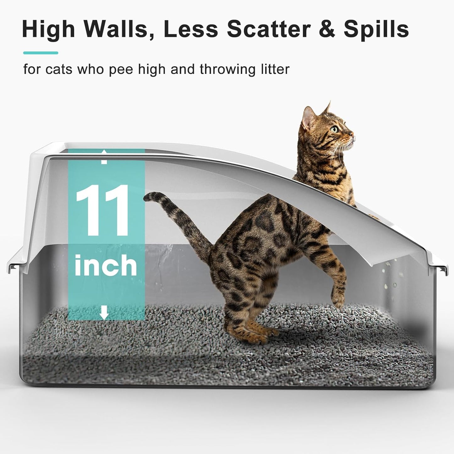 Stainless Steel Litter Box, XL Enclosed Cat Litter Boxs with Lid for Big Cats, High Sided