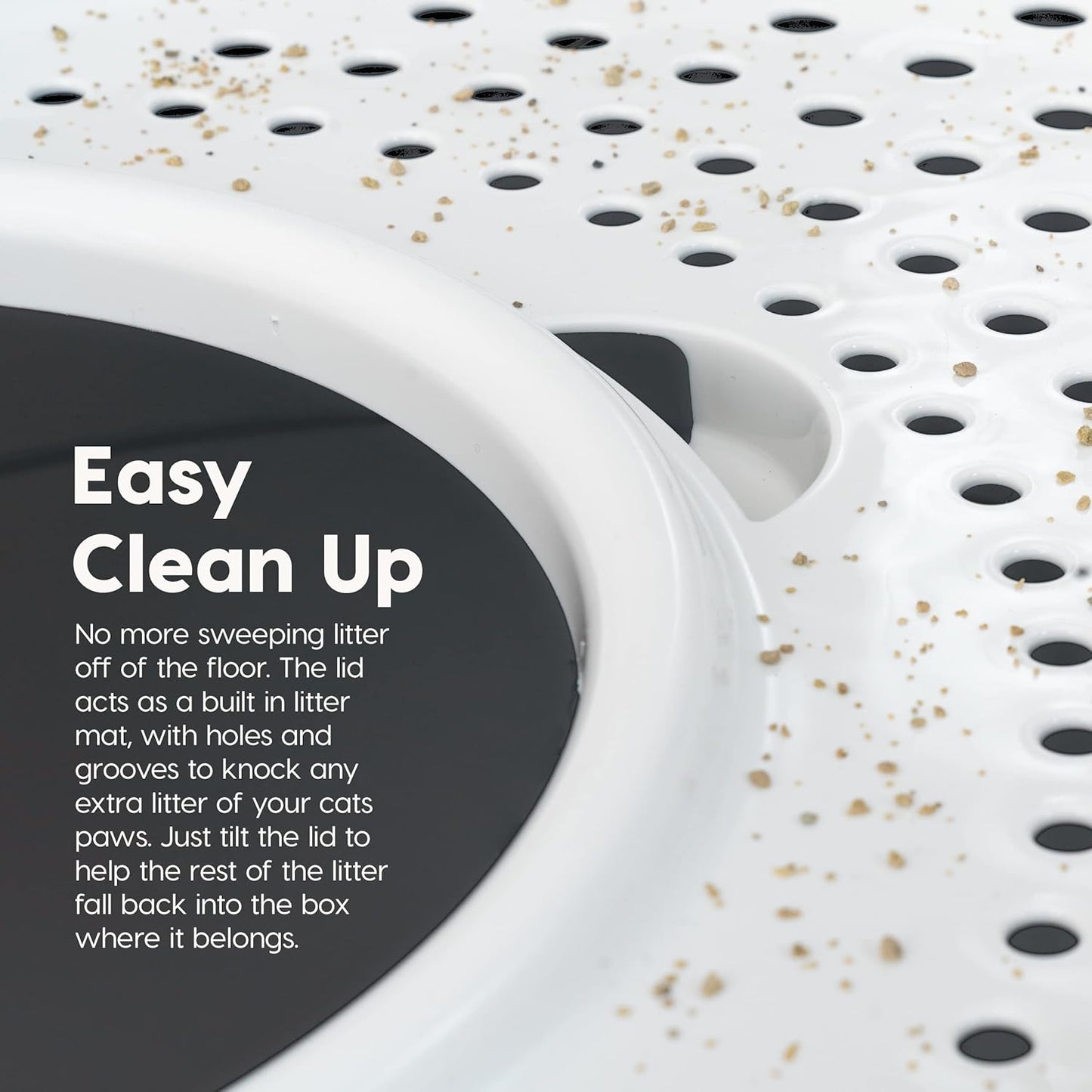 Top Entry Cat Litter Box, Large Enclosed with Litter Catching Lid and Scoop, Dog Proof