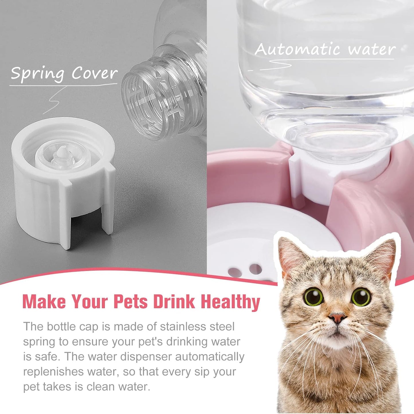 Dog Bowls, Cat Food and Water Bowl Set with Water Dispenser and Stainless Steel Bowl for Cats and Small Dogs