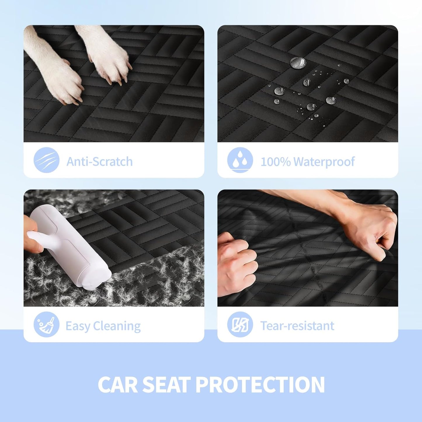 Dog Car Seat Cover for Back Seat, Hard Bottom Extender for Dogs, Holds 400lbs, 600D Heavy