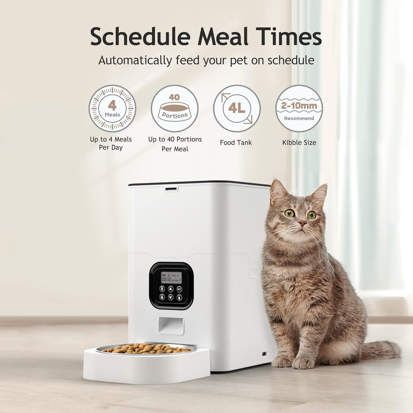Automatic Cat Feeders - Timed Pet Feeder for Cats and Dogs with Dry Food Dispenser