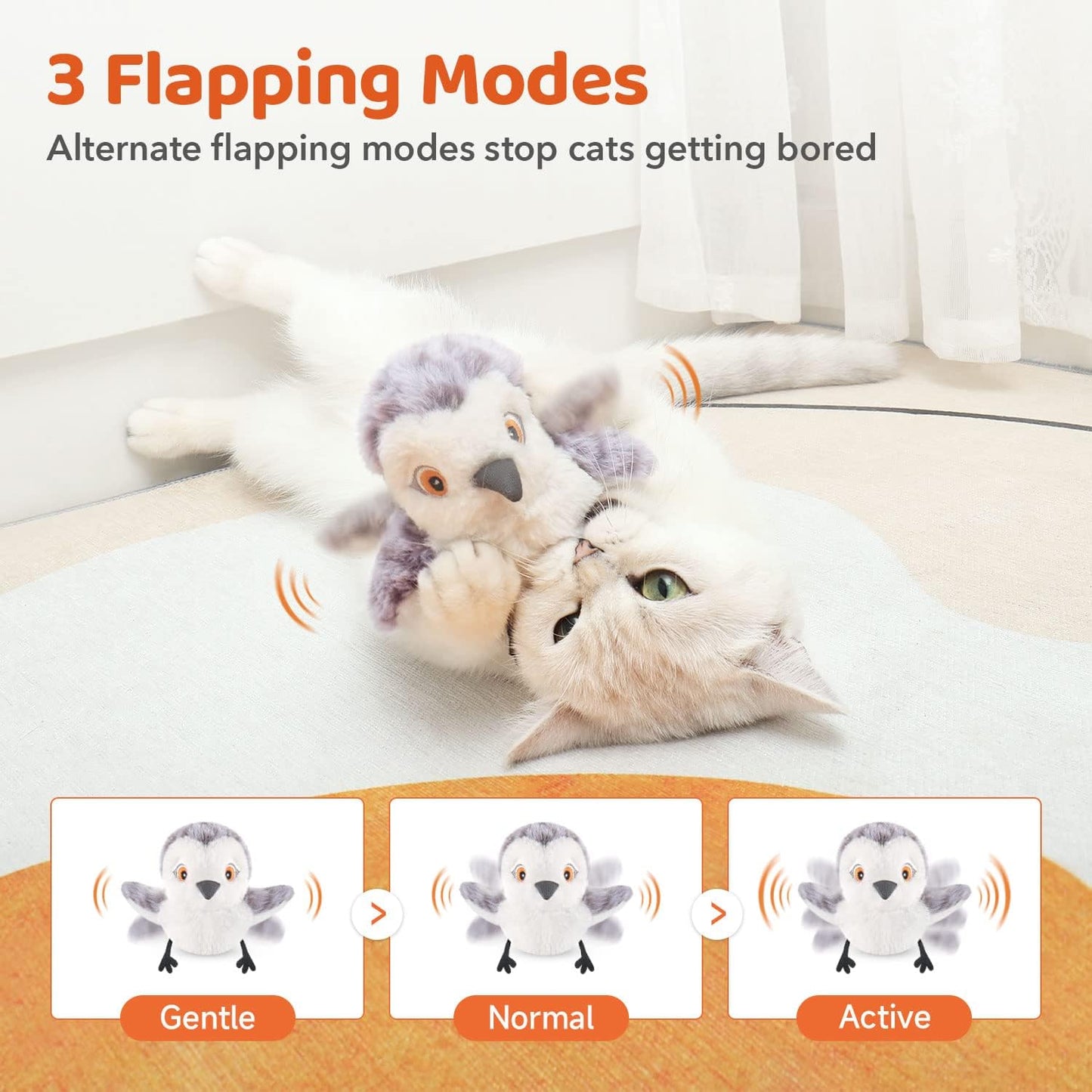 Cat Toys Flapping Bird (No Flying), Lifelike Sandpiper Chirp Tweet, Interactive Cat Exercise Toys