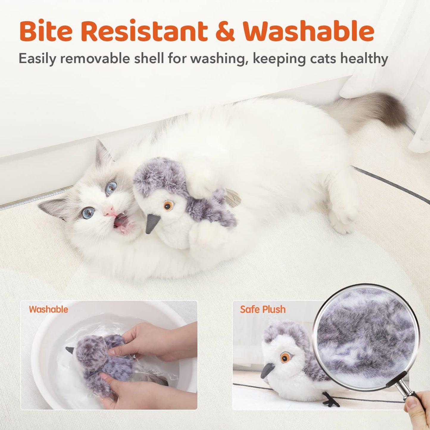 Cat Toys Flapping Bird (No Flying), Lifelike Sandpiper Chirp Tweet, Interactive Cat Exercise Toys