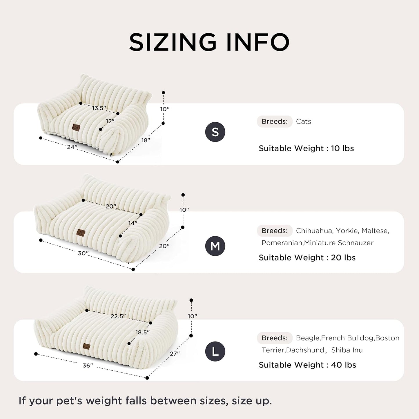 Dog Cat Couch for Pets, Fluffy Dog Beds with Premium Soft Corduroy Fleece