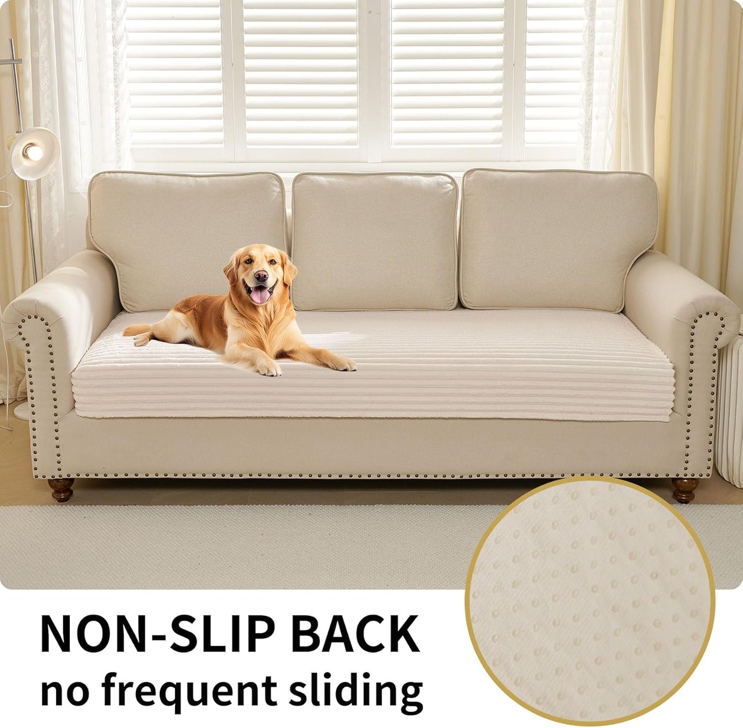 Waterproof Couch Cover for Dogs Cats Washable for 3 Cushion, Fuzzy Pet Couch Covers for Sofa