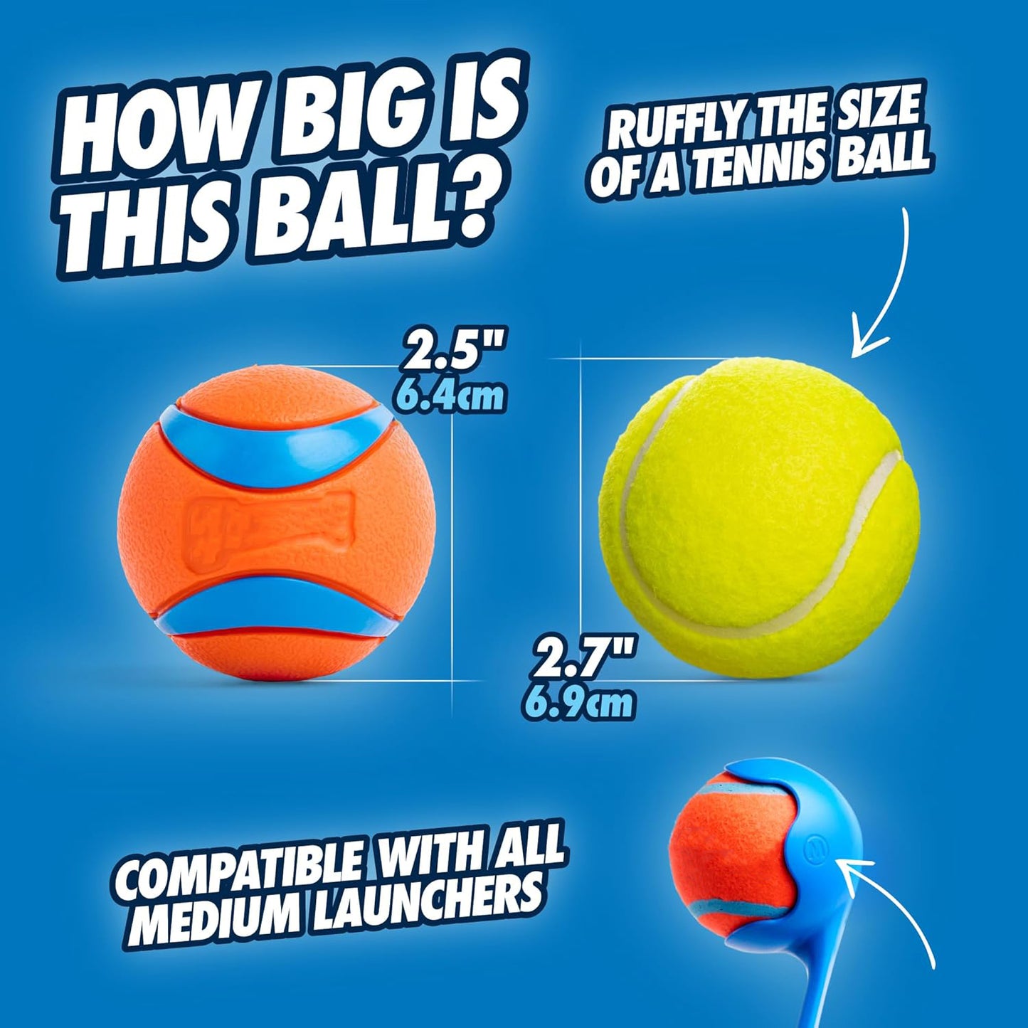 Ultra Ball Dog Toy - Medium Bouncy Fetch Balls For Dogs 20-60 lbs - Made from Durable Rubber