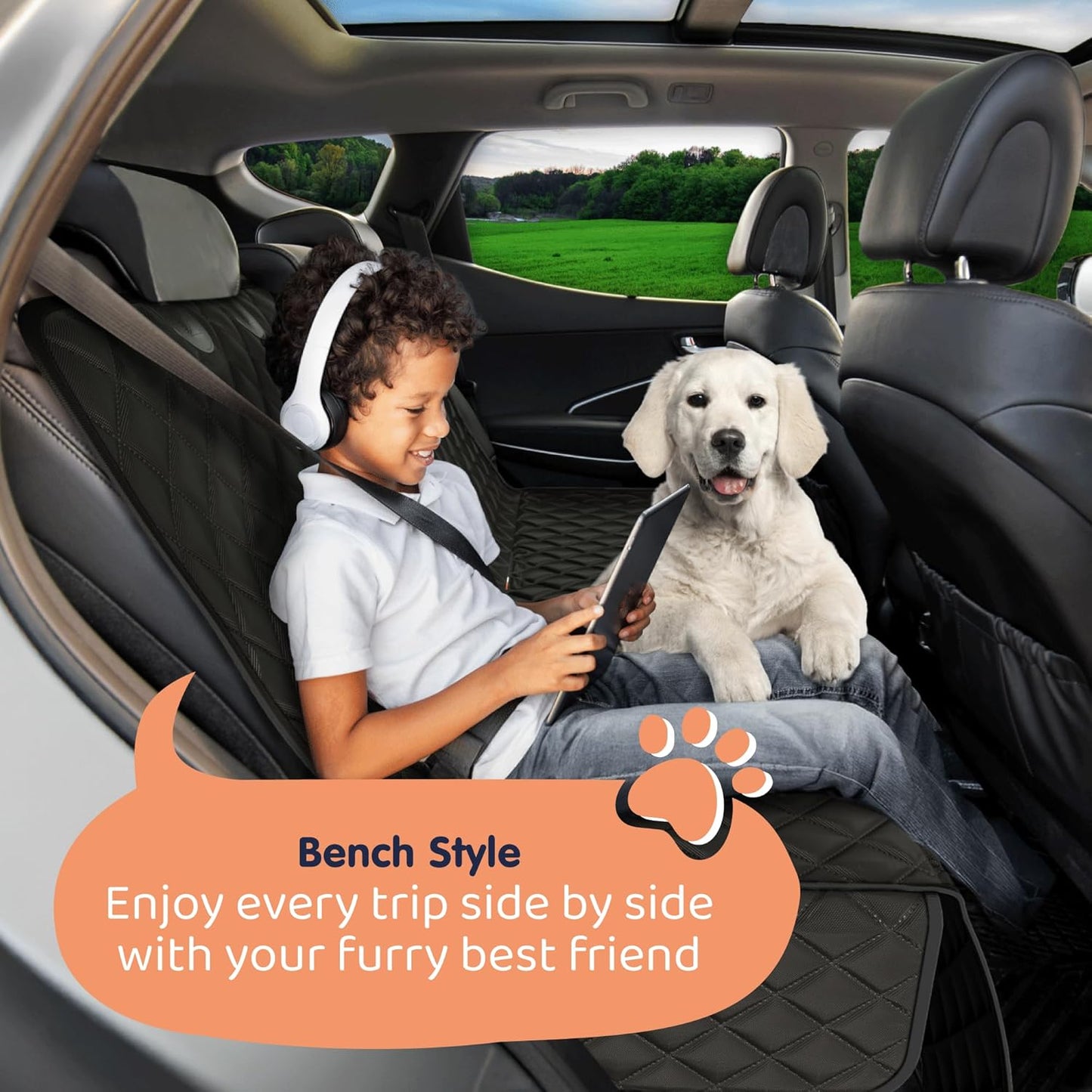 Dog Car Seat Cover, Seat Cover for Dogs Pet Car Seat Protector Waterproof Bench Car Seat Cover