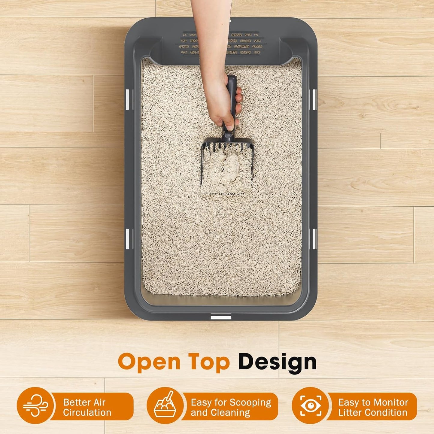 2PACK Stainless Steel Litter Box, Extra Large Litter Boxes for Big Cats, XL Metal Cat Litter Box