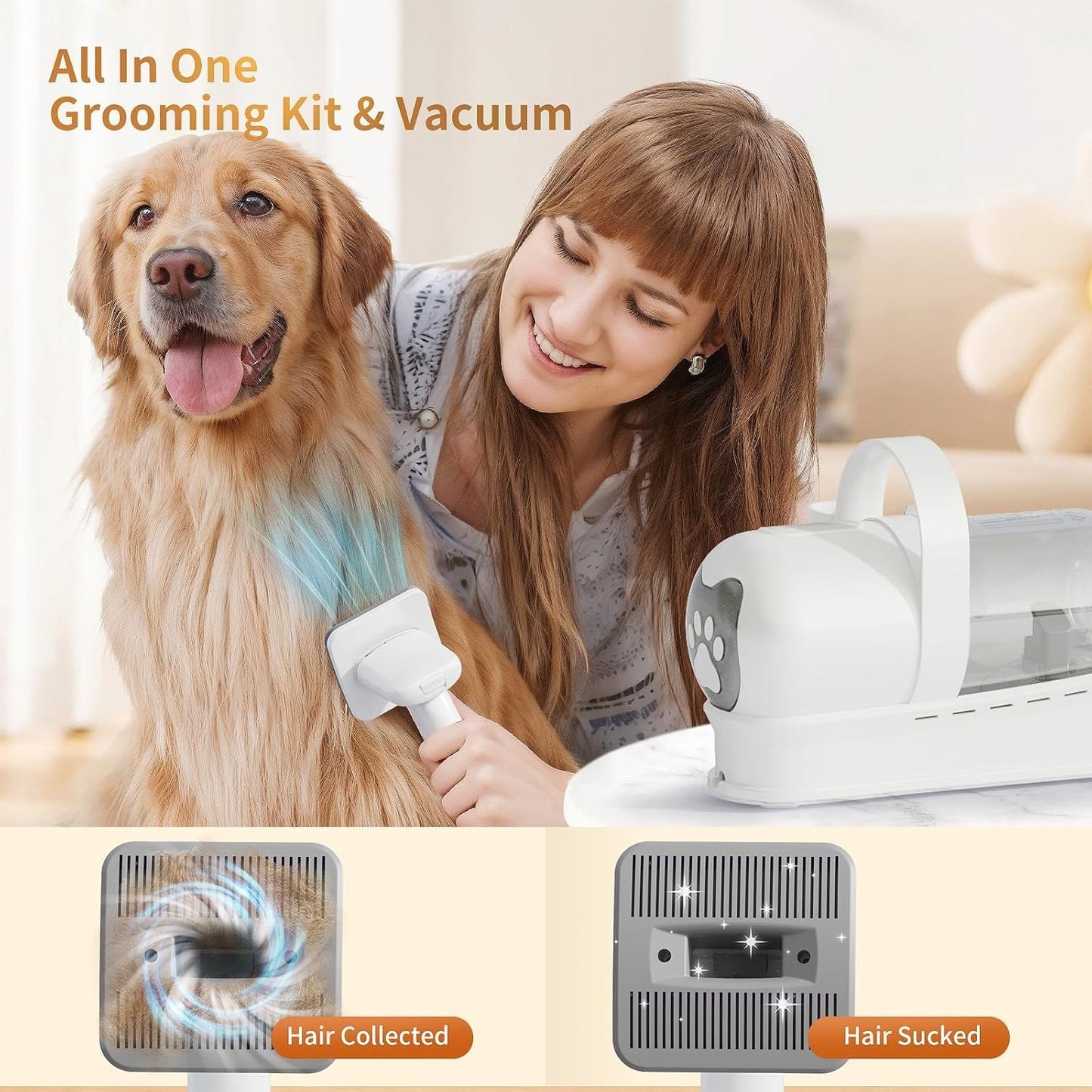 Dog Grooming Kit, Pet Grooming Vacuum with Pet Clipper Nail Grinder with 7 Pet Grooming Tools