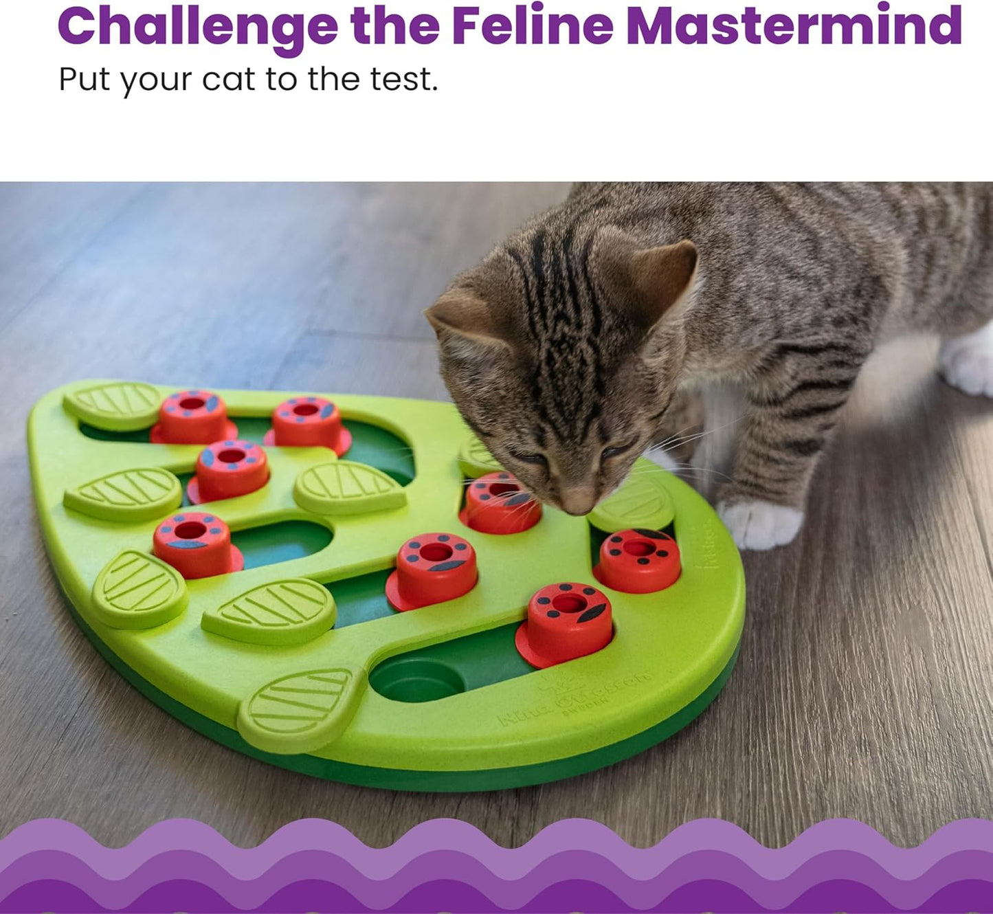 Cat Toy Interactive Treat Puzzle Feeder for Cats, 16 Hidden Treat Compartments Slow Feeder