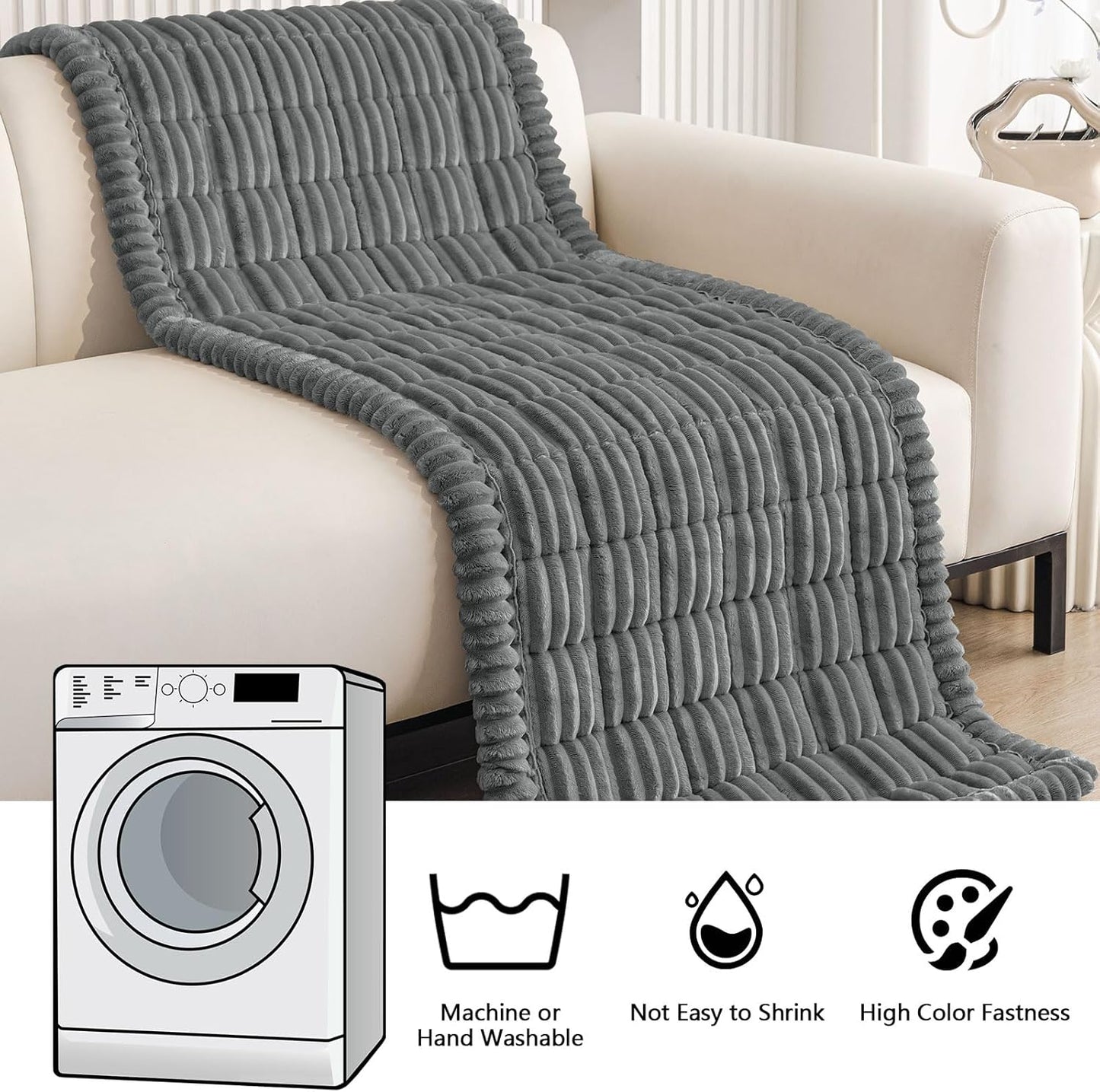 Couch Cover for Dogs Washable, Non Slip Fuzzy Pet Couch Covers for 3 Cushion Sofa Pet Friendly