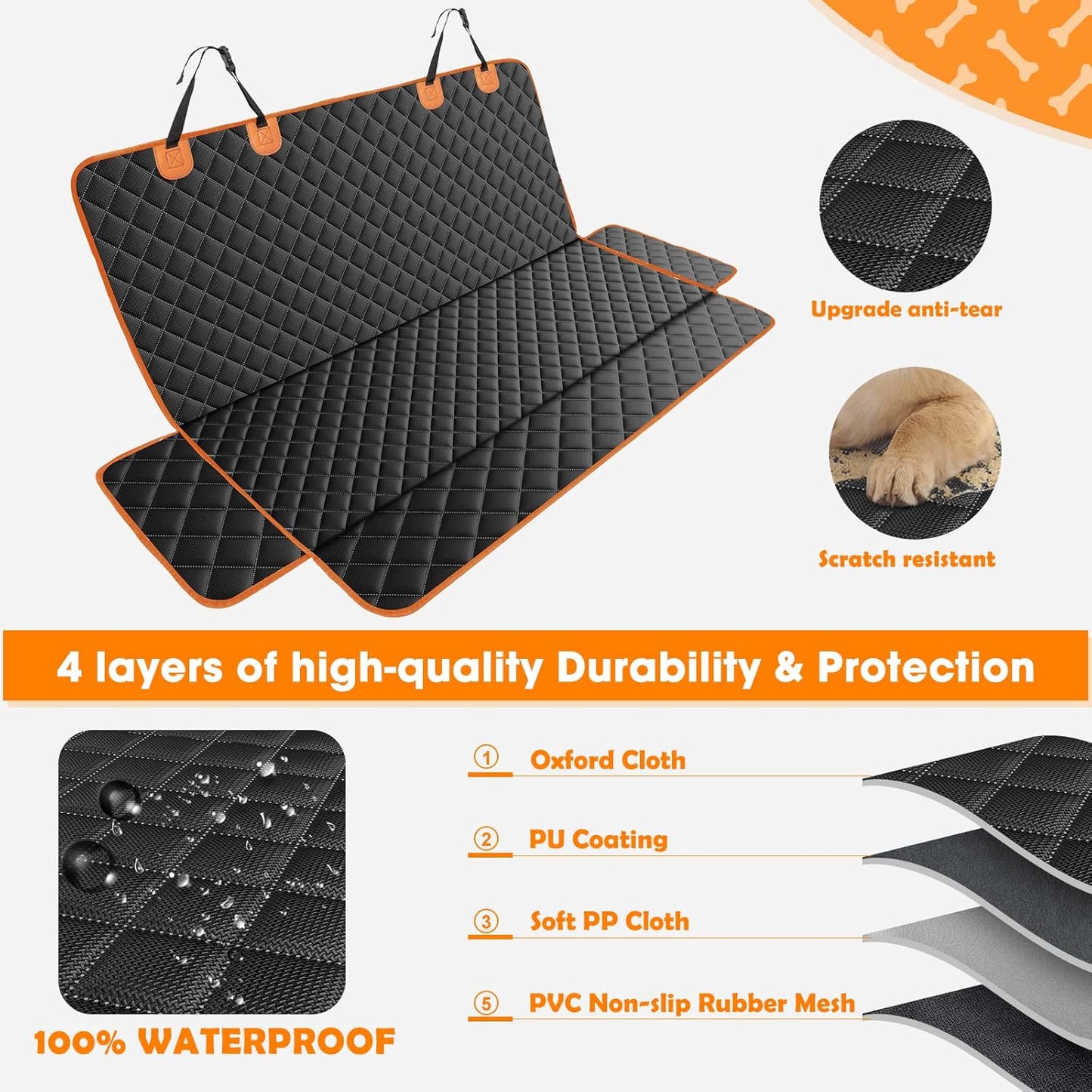 Dog Seat Cover for Car Back Seat Waterproof Dog Seat Covers for Cars for Trucks & SUVs