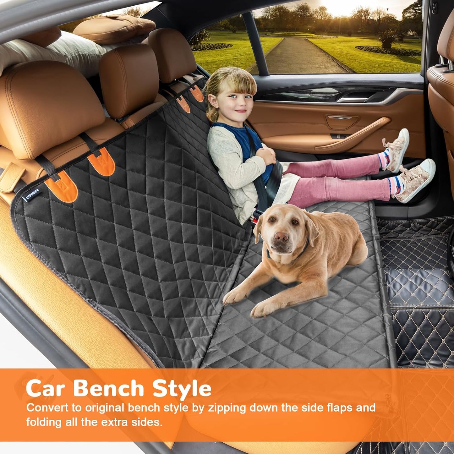 Dog Car Seat Cover for Pets 100% Waterproof Seat Cover Hammock 600D Heavy Duty Scratch Proof Nonslip