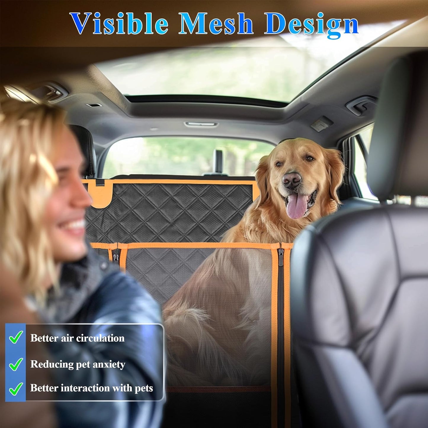 Dog Car Seat Cover for Back Seat, Hard Bottom Car Seat Cover for Dogs with Door Protectors