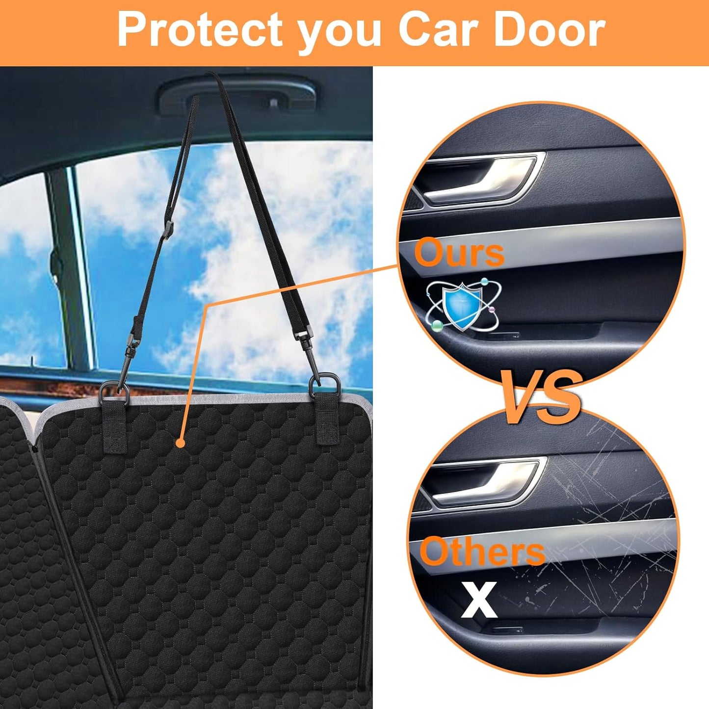 Dog Car Seat Cover for Back Seat, 600D Heavy Duty Waterproof & Scratch-Resistant Dog Hammock